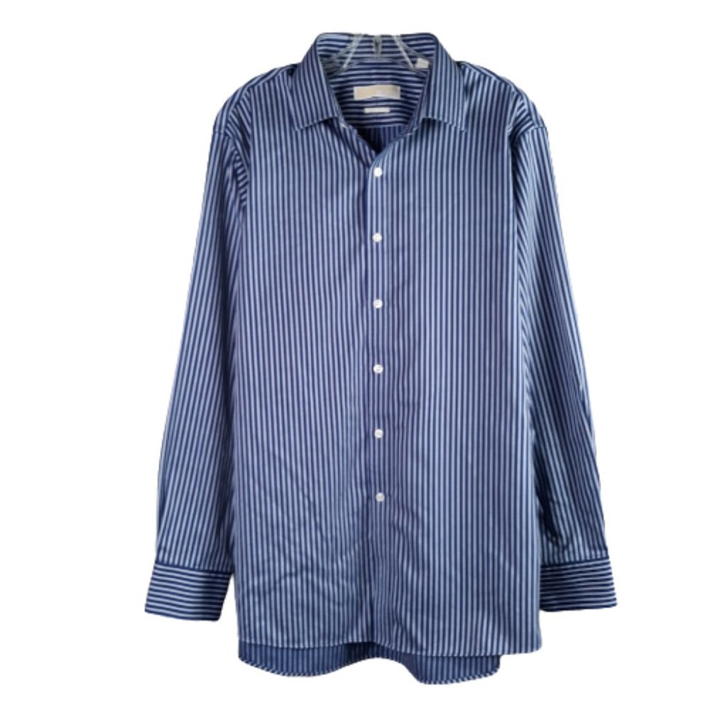 Michael Kors Men’s 16 1/2 34/35 Non Iron Blue Striped Button Down Dress Shirt
